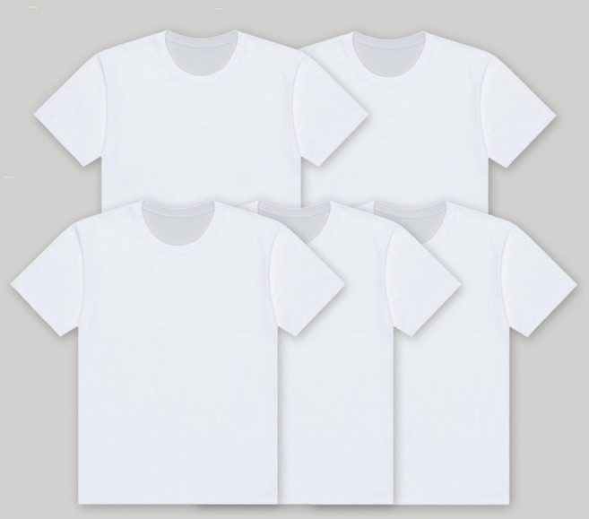 교복 안에 입는 흰티 얇은 반팔 중학생 고등학생 하얀색 30수 반팔 면 티 셔츠 5장 세트구성