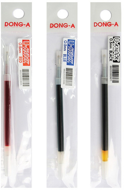 동아 유노크 리필 1타12입 리필심 중성펜, 0.7mm 흑색, 12개