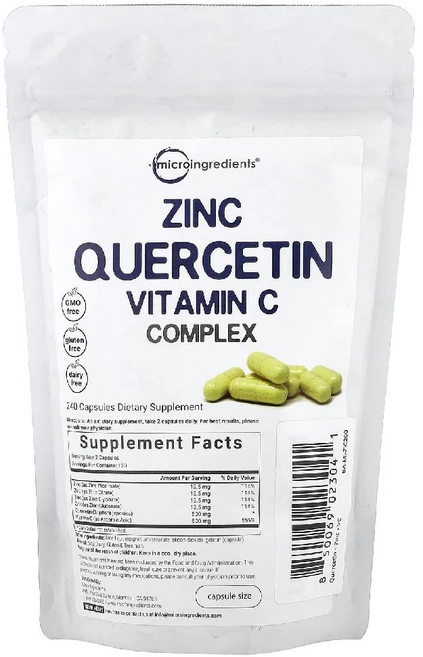 Micro Ingredients 아연 퀘르세틴 비타민C 복합체 캡슐 240정, 1개 - 쿠팡