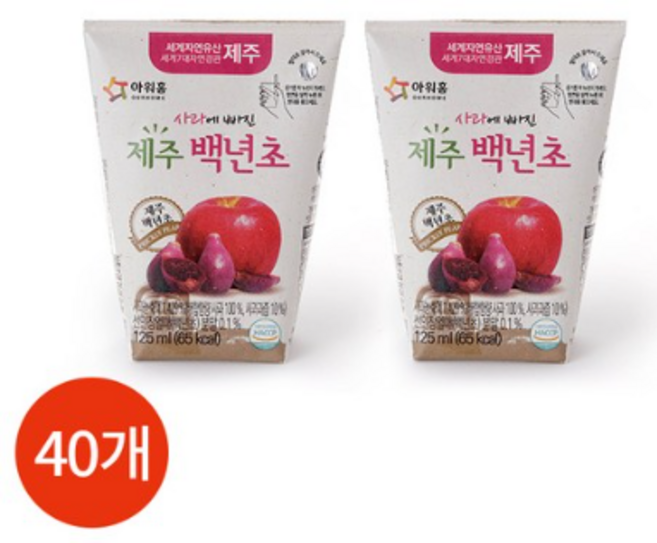 아워홈 사과에 빠진 제주 백년초, 125ml, 40개