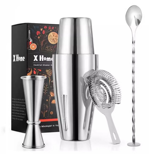 ANYOU 칵테일세트 패밀리 바텐더 공구세트 엔트리급 바텐더 공구세트 4종세트, 1개, 은색