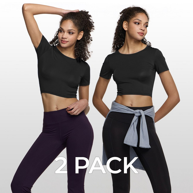 애슬리오 여성 기능성 크롭티 반팔 티셔츠 베이스레이어 2팩 AO-BFS24