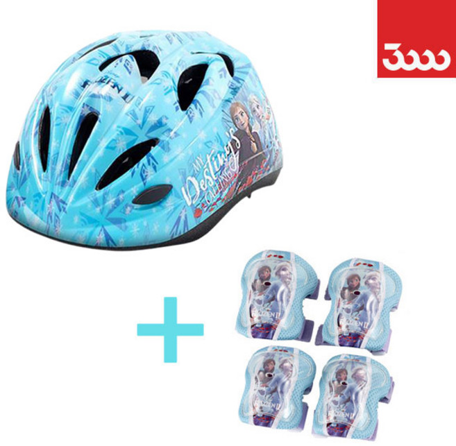 삼천리 겨울왕국2 블루 아동 헬멧 보호대세트 아동헬맷 무릎보호대, 1개