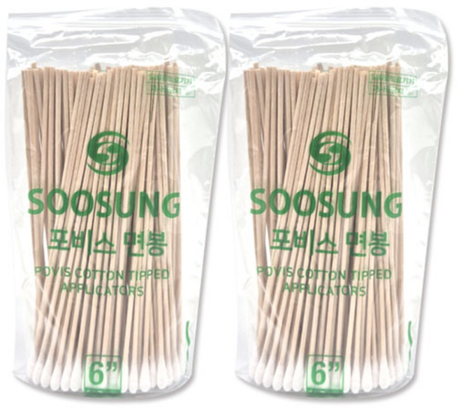 수성 포비스 면봉 6인치(15cm) 긴면봉, 2개, 100개입