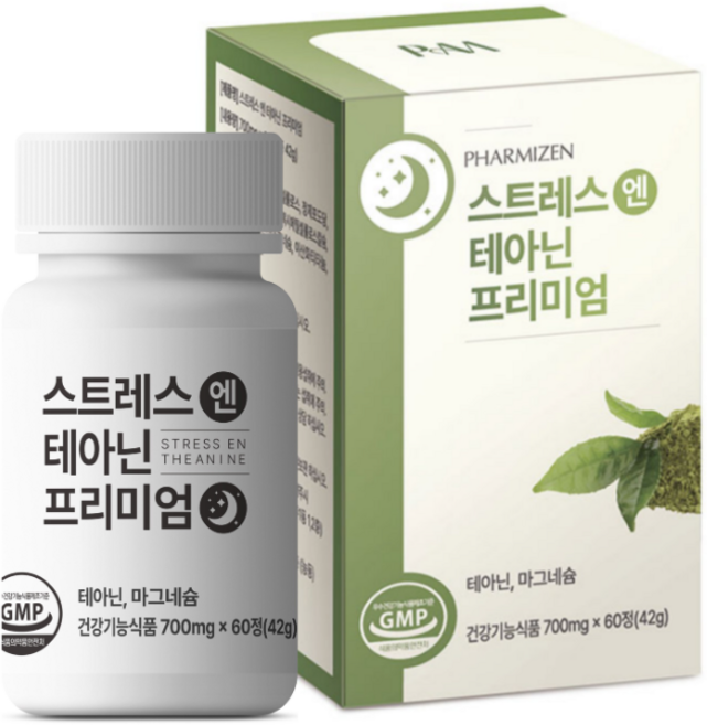PHARMIZEN 스트레스 엔 테아닌 기능성 영양제, 1개, 60정