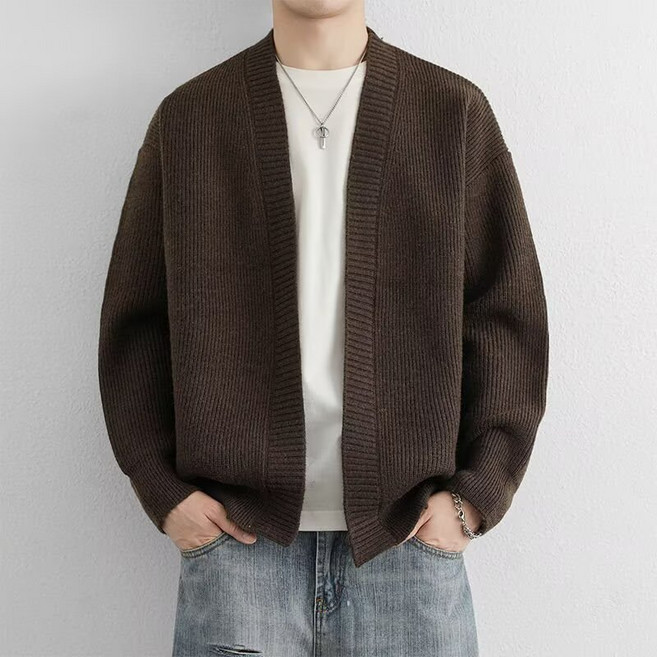 [가을겨울신상] 남성 브이넥 니트가디건 따뜻한 데일리 아우터 심플한 겨울 스웨터자켓
