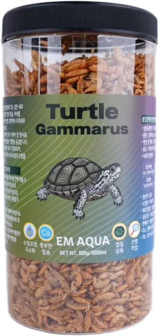 감마루스 거북이 사료 건조 새우 간식 먹이, 1개, 1L