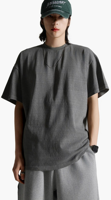 코리안어패럴 탄탄한 10수 피그먼트 무지 반팔