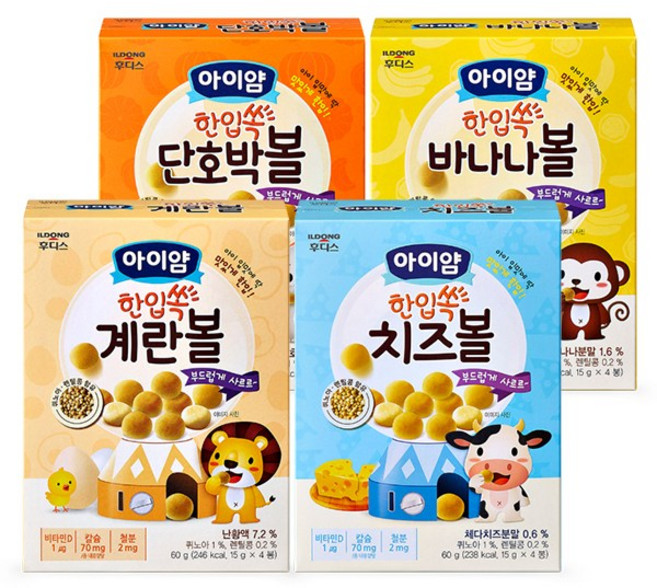 후디스 아이얌 한입쏙 치즈볼, 60g, 4개, 치즈, 단호박,바나나,계란