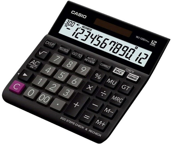 카시오 사무용 계산기 WJ-120D Plus, 혼합 색상, 1개