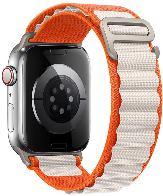 밴드톡 애플워치 호환 스포츠 알파인 루프 스트랩 울트라 46/42/45/44/49/40/38/41mm(11 10 9 8 7 6 5 4 3 2 SE2/3 Ultra2/3, 별빛/오렌지, 1개