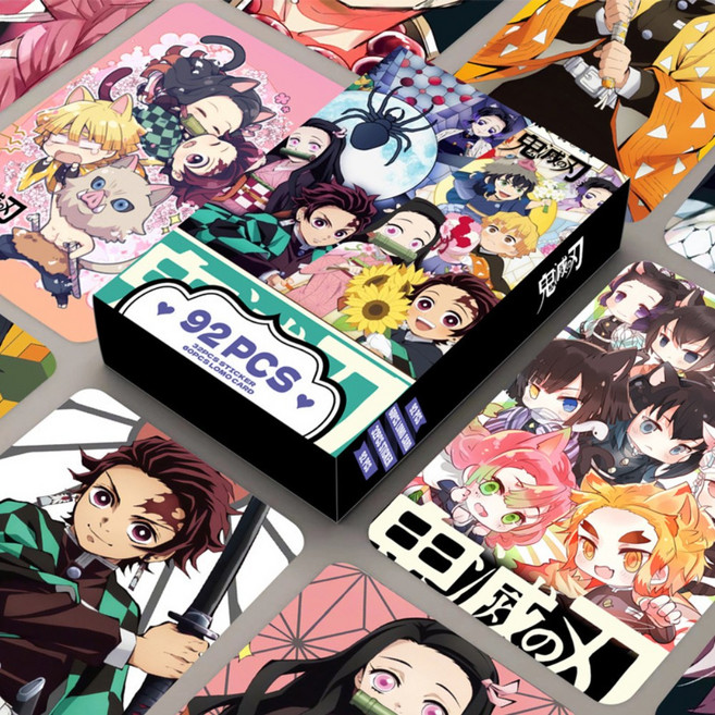 애니메이션 포토카드 스티커 세트, 귀멸의칼날(블루), 92장