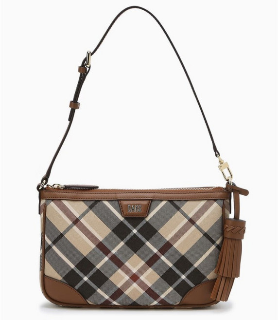 [닥스정품/선물포장] 771 DAKS 닥스 스테디셀러 브라운 체크 가죽 숄더백 겸 크로스백