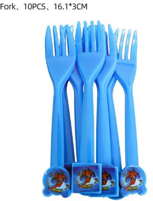 스파이더 맨 생일 파티 장식 식기 풍선 플레이트 컵 배경 키트 마블 스파이더 맨 테마 데코 세트 소년 호의 공급, 10inch, 22)Fork 10pcs