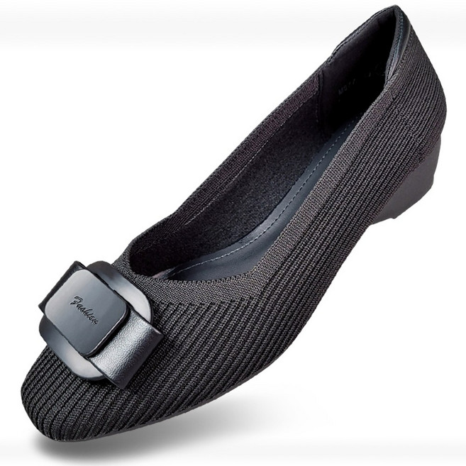 마마슈 여성 니트 플랫 구두 사각리본 쿠션 A44F