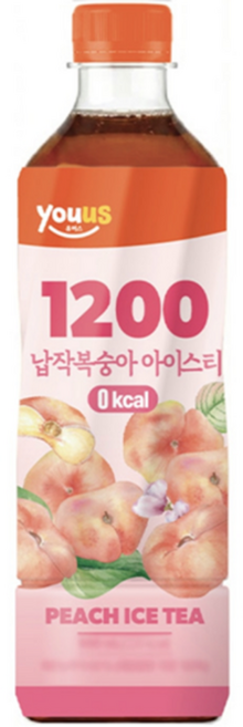 유어스 1200납작복숭아 아이스티 대용량 편의점 음료 24개 1박스, 500ml