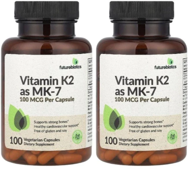 퓨처바이오틱스 비타민케이 K2 MK7 100mcg 100캡슐 2개 메나퀴논 VitaminK, 2병, 100정 - 쿠팡