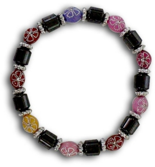 [오소사소] 새해선물 기념일선물 큐빅 클로버 칠보 자석팔찌 행운건강팔찌, 지름 약 22.5cm, 1개