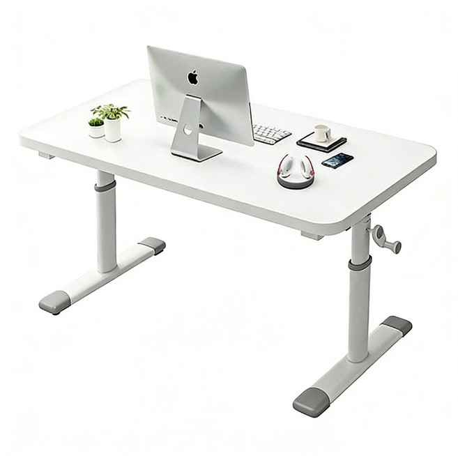 極美家居 手搖升降電腦桌, 白色120*60【可調款高度65-90】, 白色