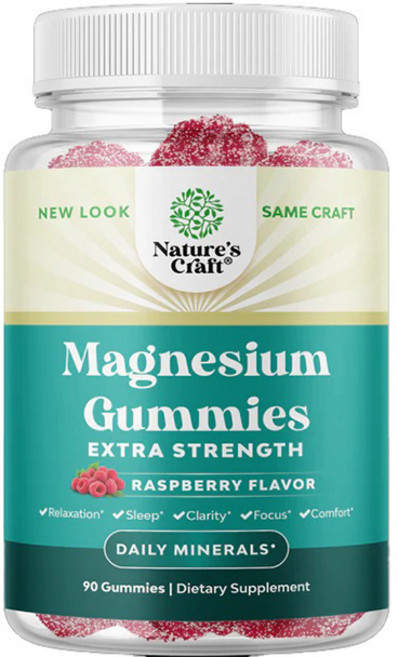 네이처스크래프트 마그네슘 엑스트라 스트렝스 구미 라즈베리 맛, 1개, 90정