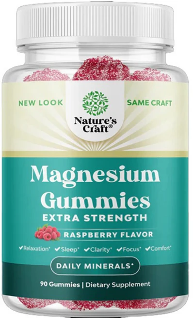 네이처스크래프트 마그네슘 엑스트라 스트렝스 구미 라즈베리 맛, 1개, 90정 - 쿠팡