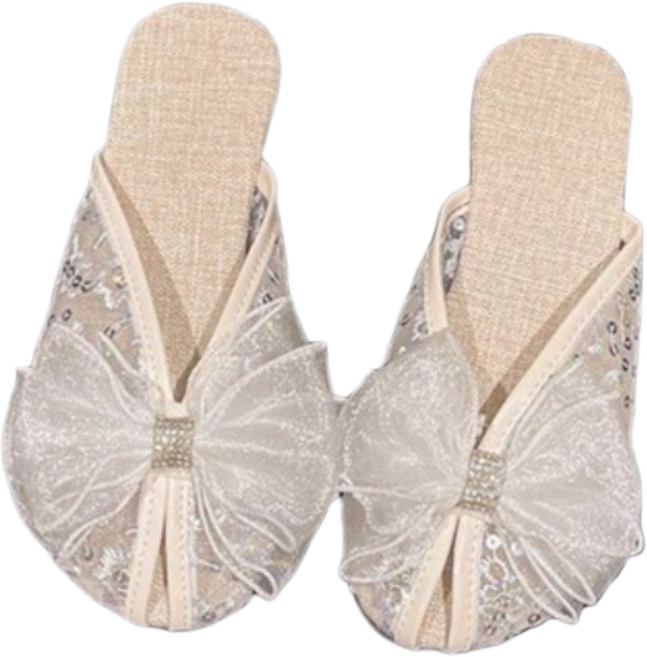 샤 리본 블링 뮬 슬리퍼 여성 여름 메쉬 스팽글 샤이니 플랫 샌들