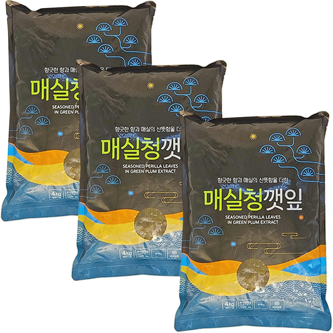 맛찬 착한 매실청깻잎 업소용 대용량, 4kg, 3개