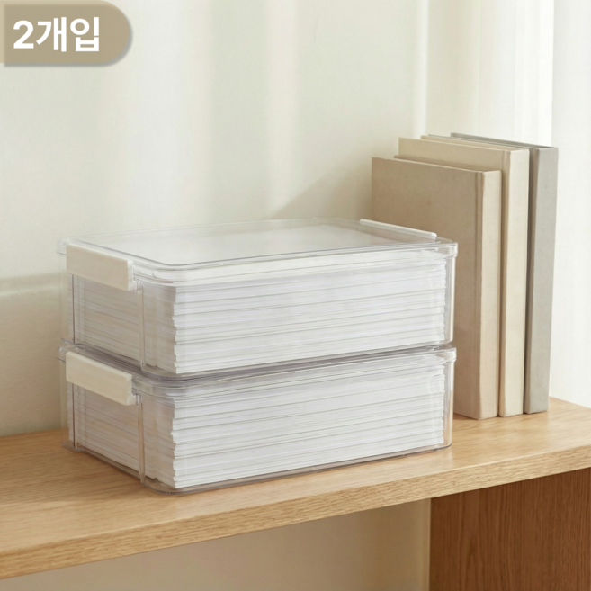 젤리픽 사이즈별 한눈정리 문서 소품 보관함, 1세트, 중형,투명