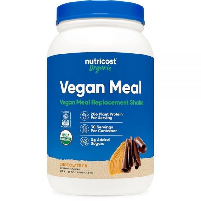 뉴트리코스트 식사 대체 쉐이크 파우더 초콜릿 버터 된 USDA 및 텐 프리, Nutricost 유기농 비건 식사 대용 쉐이크 파우더, 1개 - 쿠팡