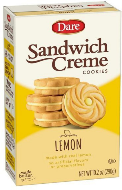Dare 쿠키 과자 데어 메이플 리프 크림 시럽으로 만든 캐나다 전통 땅콩 무첨가 10.6온스 12개 묶음, 레몬, 10.2 온스 (12개 팩)