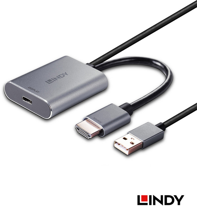 LINDY林帝 HDMI 2.0轉USB Type-C轉接器 主動式 保固一年, 1個