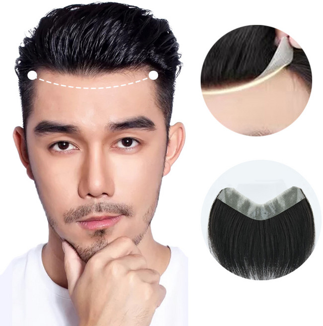 남자 가발 M라인 헤어 가발 붙이고 앞머리 땜질 헤어 라인 가발, 1.5cm*16cm, 1개, 1.5cm*16cm