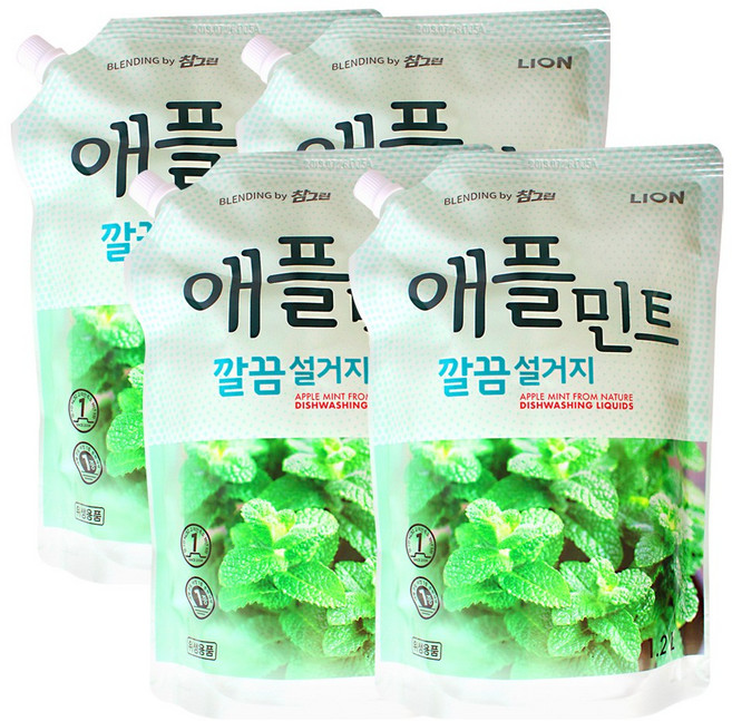 참그린 애플민트 깔끔설거지 1.2L, 4개
