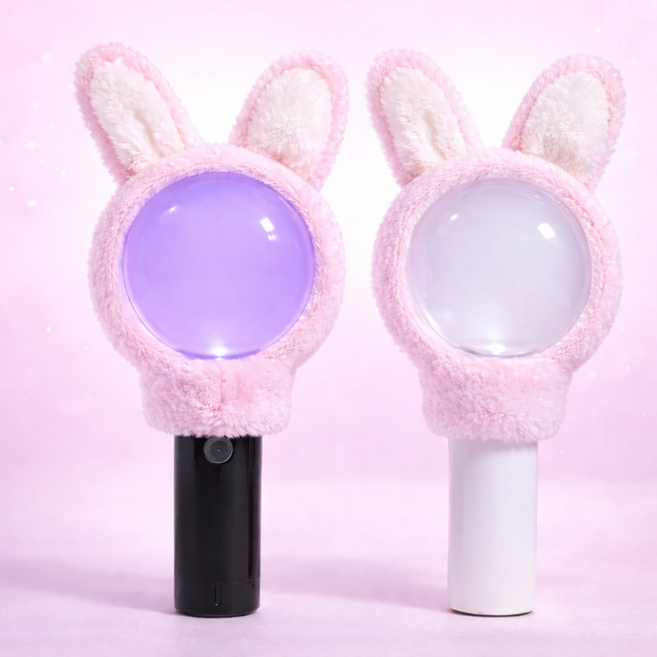 나조아일랜드 아이돌 응원봉 꾸미기 응원봉 커버 응원봉 토끼모양 커버 아미밤커버, 핑크/화이트, 1개
