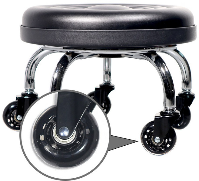 뷰티다모아 (25cm) 앉은뱅이 작업 의자 (2.5인치) 무소음 우레탄 베어링 바퀴, 1개, 블랙