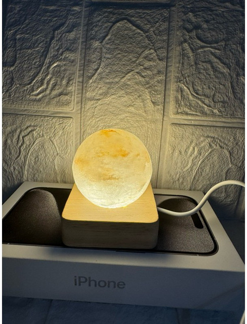 喜馬拉雅山鹽燈 小夜燈 營造溫馨氛圍, 小圓球搭配方型led白光底座