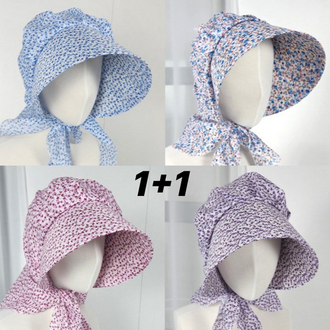 (2개 세트) 여름 야외활동 필수아이켐 자외선 차단 꽃무늬 여성 농사모자 밭일모자 넥커버 작업모자 햇빛차단 모자