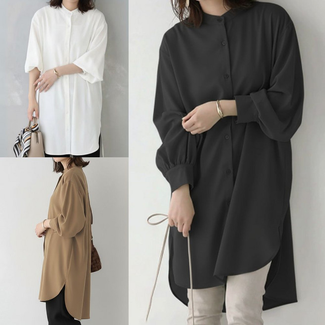 룸브리 루즈핏 긴팔 롱블라우스