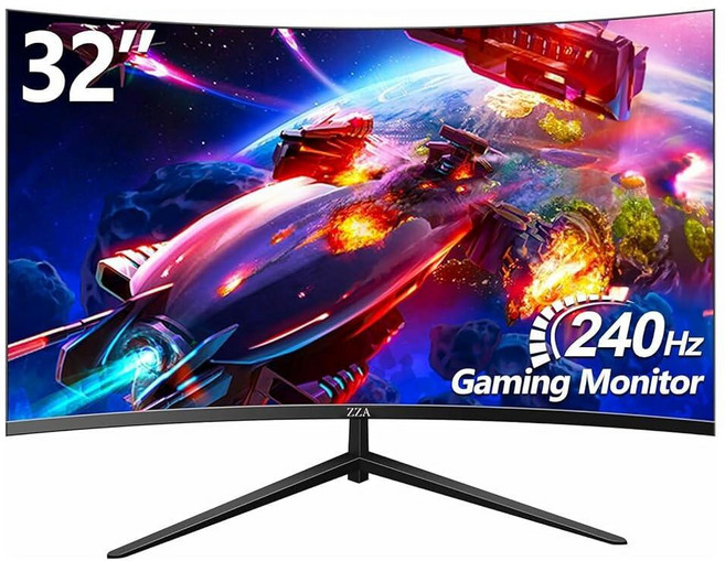 ZZA 32인치 곡선형 모니터 4K 60HZ UHD(3840 x 2160P) 3000R VA 패널 AMD 프리동기화 기능이 있는 게이밍 모니터 100% sRGB HDR10, 32 inch