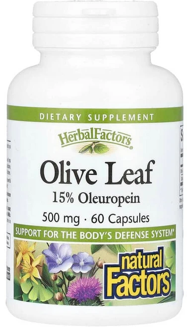 Natural Factors HerbalFactors 올리브 잎 500mg 캡슐 60정 NFS-04569, 1 - 쿠팡