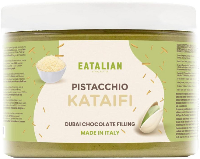 EATALIAN 이탈리안 피스타치오 크림 카타이피 토핑 스프레드 디저트용, 500g, 1개