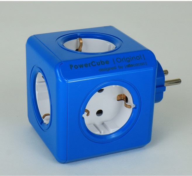 파워아트큐브V1 선없는 5구 고용량 디자인멀티탭, 1개, 블루, 77mm