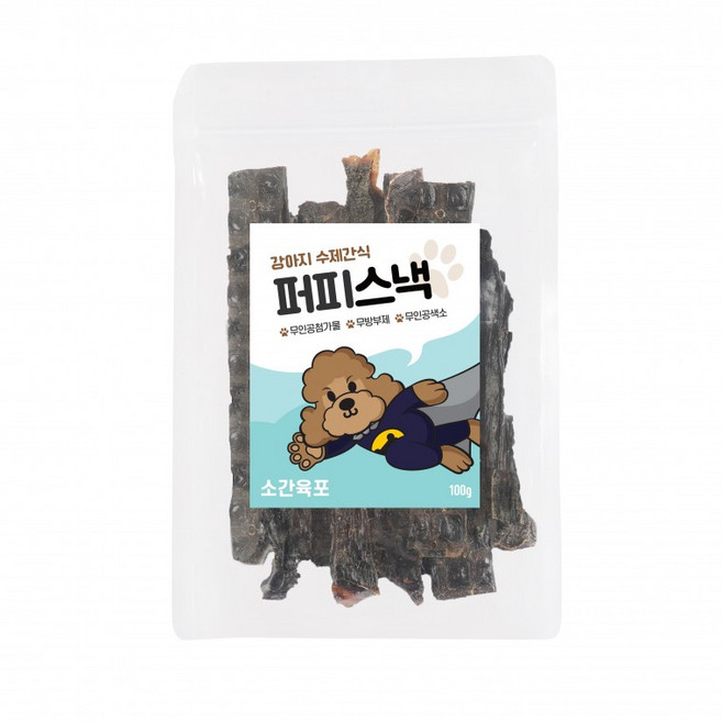 퍼피스낵 소간육포 강아지 반려견 수제간식, 1개