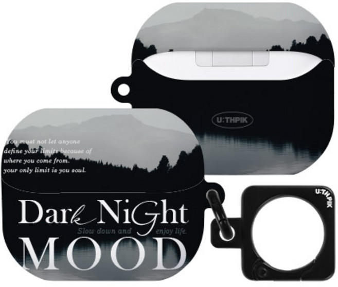 부드러운 버즈3/프로 디자인 스퀘어링 케이스 모음, 버즈3/3프로 공용, 56.블랙무드 다크레터링, 1개