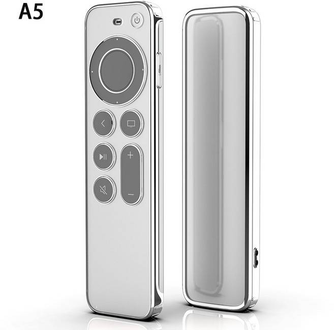 TPU 실버 엣지 케이스 애플 TV와 호환 4K/HD 리모컨 긁힘 방지 낙하 투명 보호, 01 TV4K HD clear, 1개