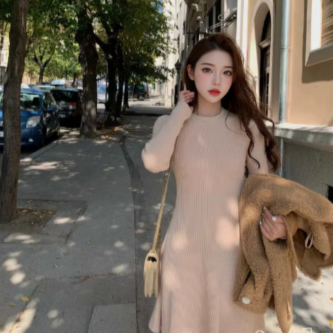 더모은 슬림골지 플레어 원피스