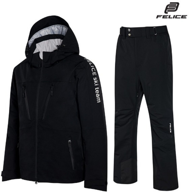 펠리체 제이든 퍼포먼스 스키복 보드복 남녀공용 세트 블랙