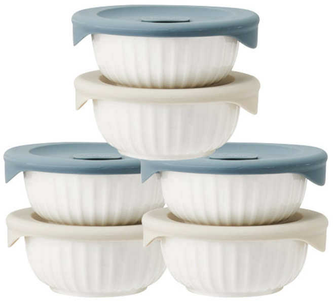 락앤락 바로한끼 도자기 밥용기, 6세트, 몸체 250ml + 뚜껑