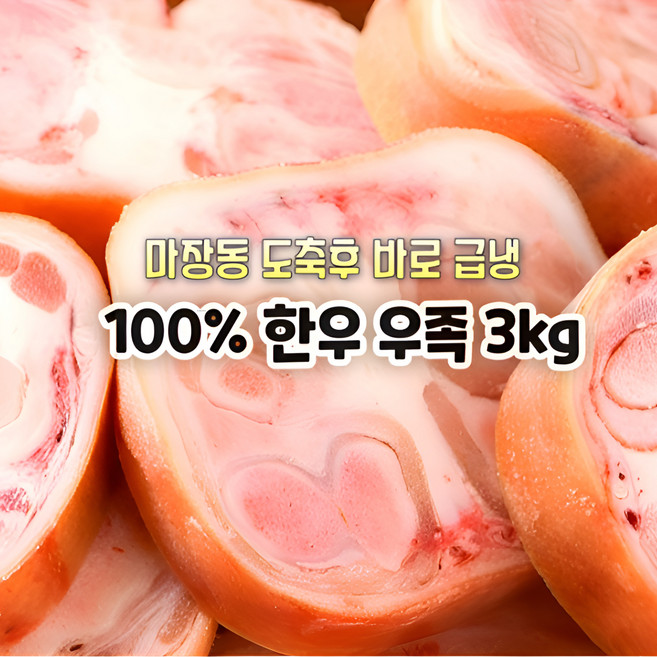 [마장동 직송] 국내산 자연산 A등급 100% 한우우족 3kg 몸보신용 우족곰탕 선물용 가정용, 1박스