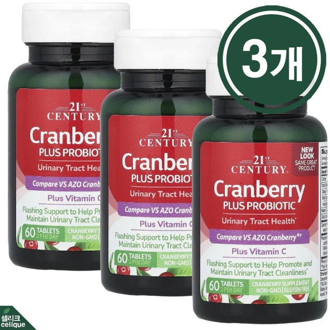 21센추리 크랜베리 플러스 프로바이오틱 유산균 500mg 60정X3개 - 쿠팡